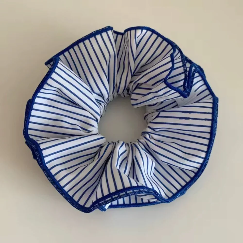 NEW Large Scrunchie - White Blue Stripe